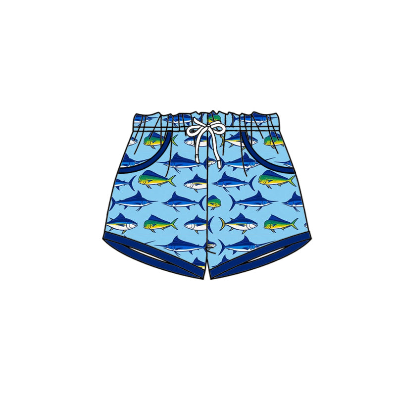 MOQ 5 PCS preorder SS0785 Fishing Pattern Blue Boys Shorts 202512
