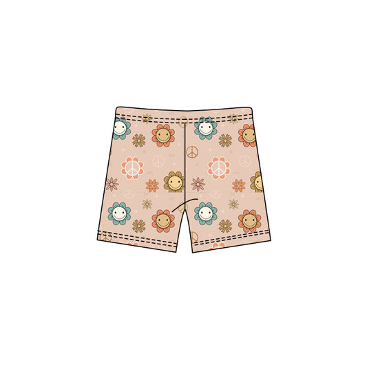 MOQ 5 PCS preorder SS0791 Smile Face Flower Pattern Orange Girls Shorts 202601