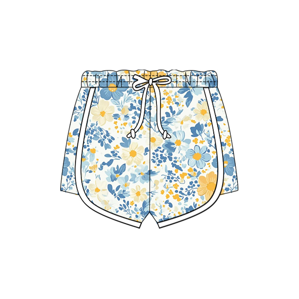 MOQ 5 PCS preorder SS0794 Yellow Blue Flower Girls Shorts 202601