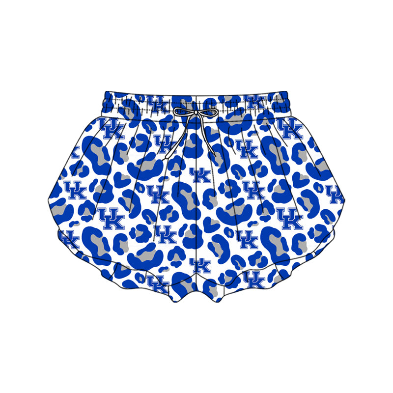 MOQ 5 PCS SS0802 Preorder Adult Female GO TEAM UK Blue Leopard Yoga Shorts 202601