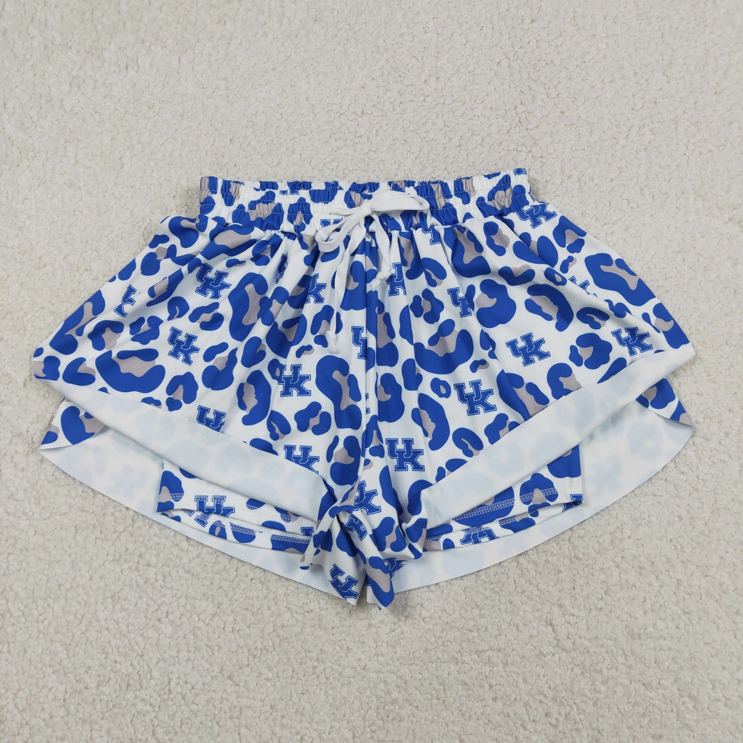 SS0802 Adult Female GO TEAM UK Blue Leopard Yoga Shorts 202605 RTS