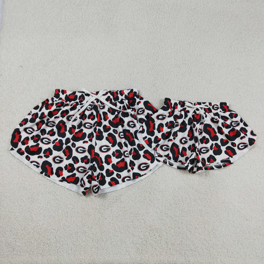 SS0814 GO TEAM G Red Black Leopard Girls Yoga Shorts 202603 RTS
