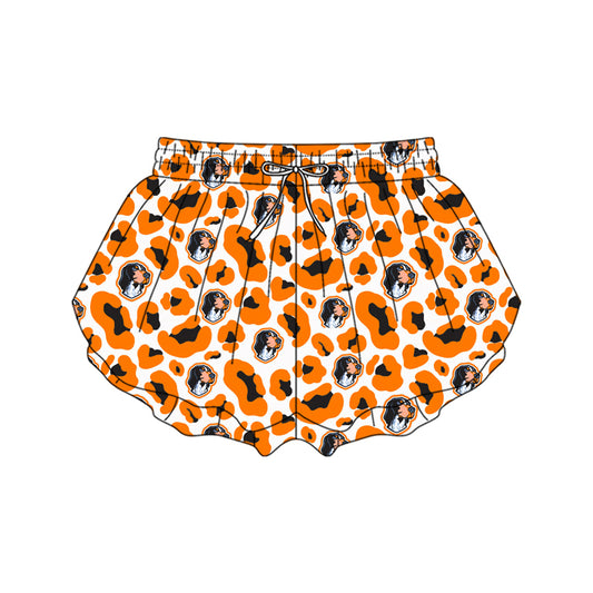 MOQ 5 PCS SS0806 Preorder Adult Female GO TEAM Puppy Orange Black Leopard White Yoga Shorts 202601