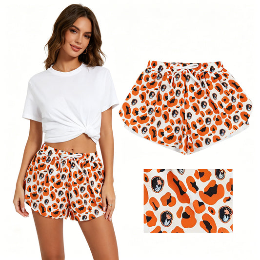SS0806 Adult Female GO TEAM Puppy Orange Black Leopard White Yoga Shorts 202605 RTS