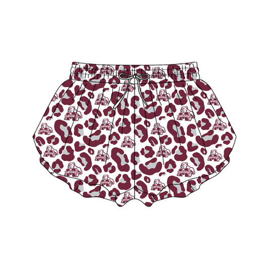 MOQ 5 PCS SS0810 Preorder Adult Female GO TEAM M State Gray Red Leopard White Yoga Shorts 202601