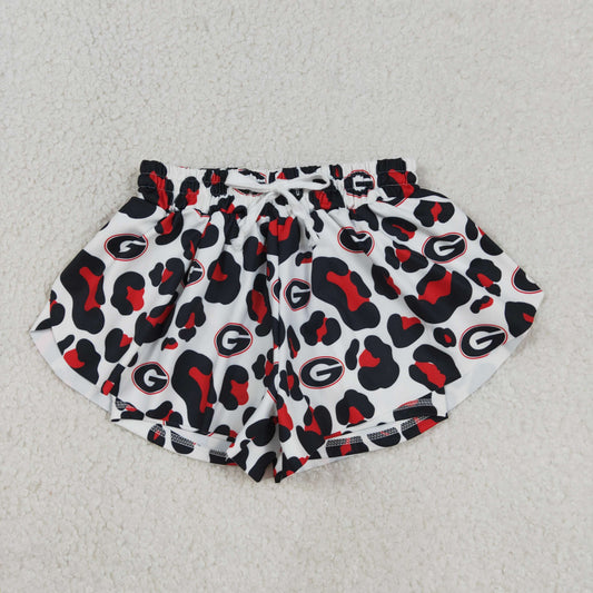 SS0814 GO TEAM G Red Black Leopard Girls Yoga Shorts 202603 RTS