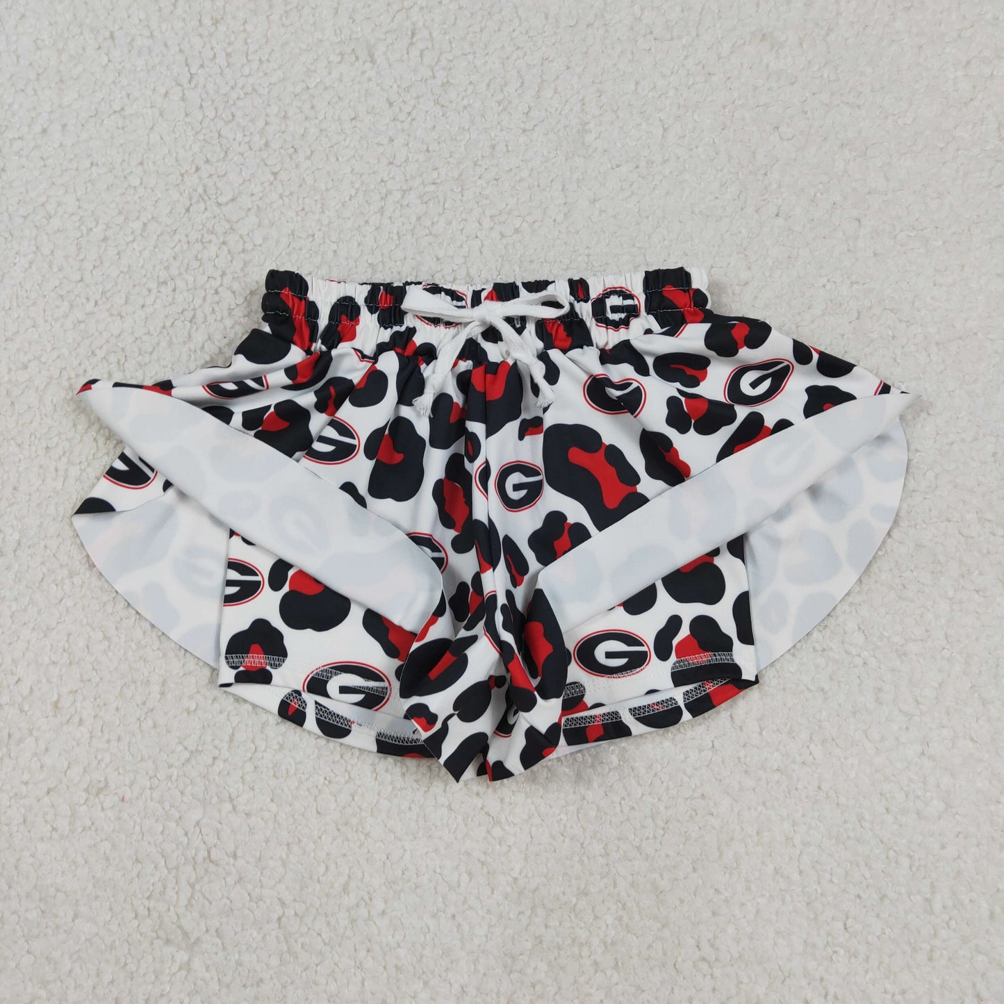 SS0814 GO TEAM G Red Black Leopard Girls Yoga Shorts 202603 RTS
