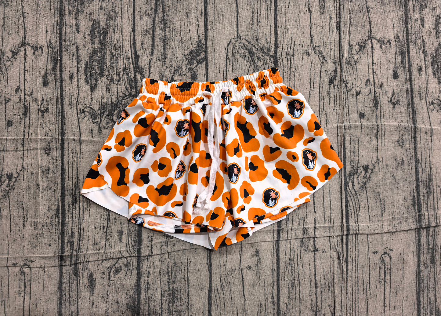 NO MOQ preorder SS0816 GO TEAM Puppy Orange Black Leopard White Girls Yoga Shorts 202605