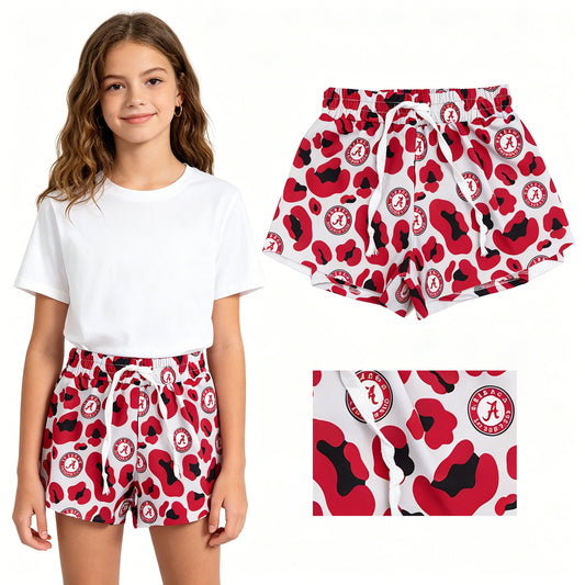 SS0817 GO TEAM A Red Black Leopard Gray Girls Yoga Shorts 202605 RTS