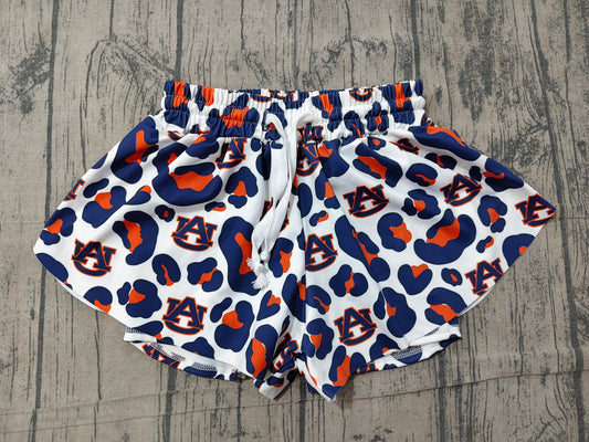 NO MOQ preorder SS0819 GO TEAM UA Navy Orange Leopard White Girls Yoga Shorts 202606