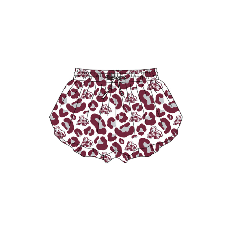 MOQ 5 PCS preorder SS0820 GO TEAM M state Gray Red Leopard White Girls Yoga Shorts 202601
