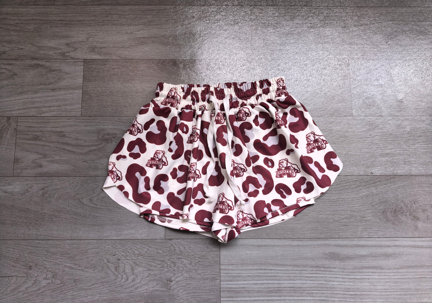 NO MOQ preorder SS0820 GO TEAM M state Gray Red Leopard White Girls Yoga Shorts 202607