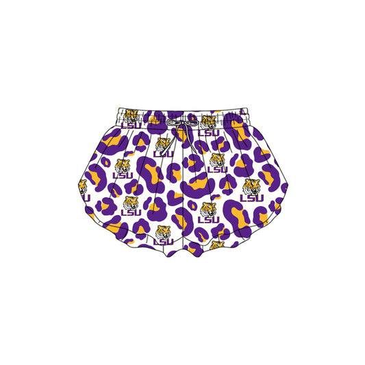 MOQ 5 PCS preorder SS0821 GO TEAM Tiger LSU Purple Orange Leopard White Girls Yoga Shorts 202601
