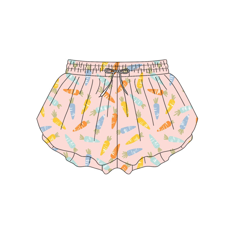 MOQ 5 PCS SS0824 Preorder Adult Female Easter Carrots Orange Pink Yoga Shorts 202601