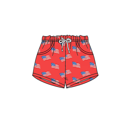 MOQ 5 PCS Preorder SS0832 4th of July Flag Red Boys Shorts 202601