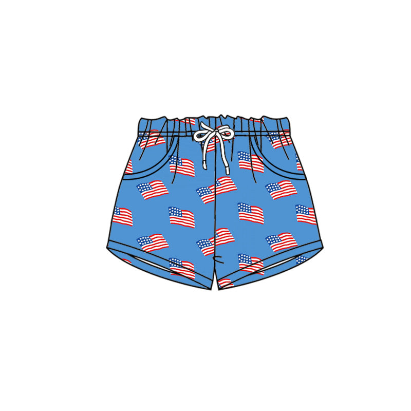 MOQ 5 PCS Preorder SS0833 4th of July Flag Blue Boys Shorts 202601