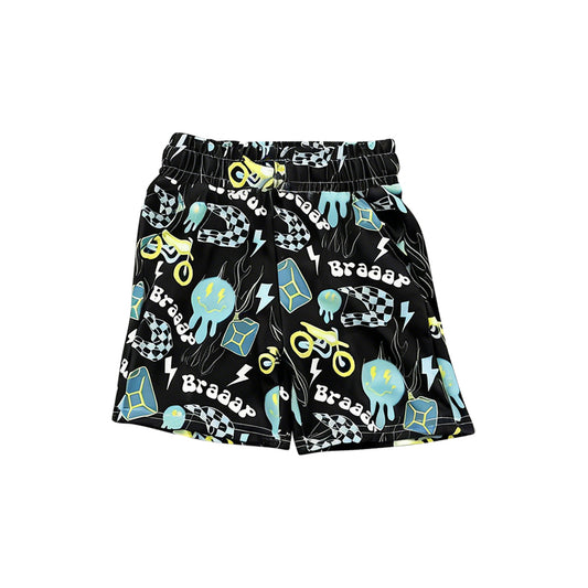 MOQ 5 PCS Preorder SS0835 Braaap Smiley Lightning Black Boys Shorts 202601