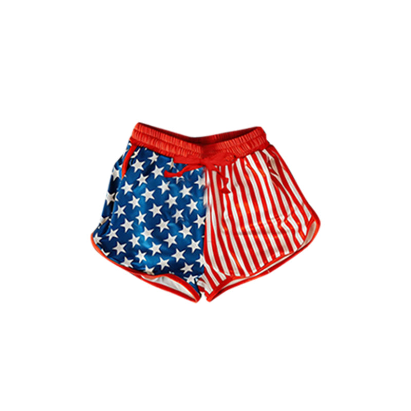 MOQ 5 PCS SS0871 Preorder 4th of July Adult Female Star Stripe Red Drawstring Shorts 202603