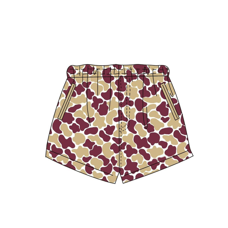 MOQ 5 PCS Preorder SS0875 Brown Red Camouflage Boys Shorts 202603