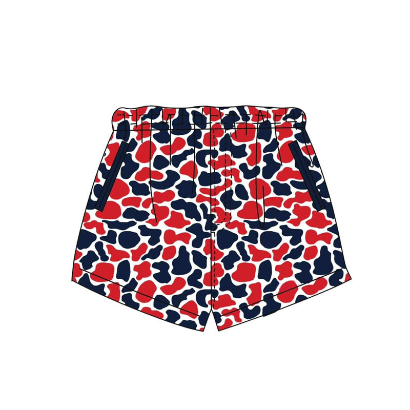 MOQ 5 PCS Preorder SS0877 4th of July Navy Blue Red Camouflage Boys Shorts 202603