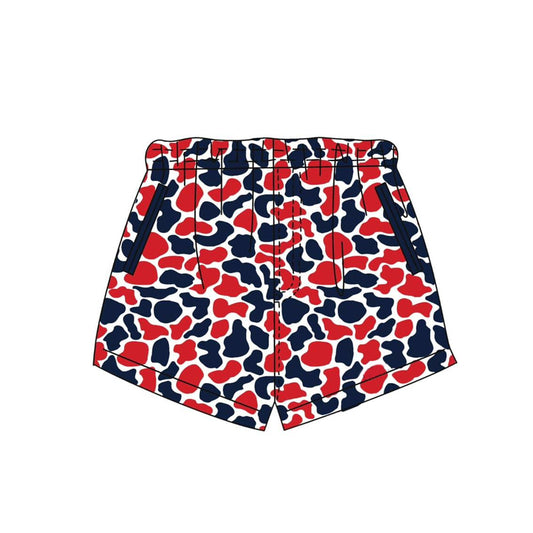 MOQ 5 PCS Preorder SS0877 4th of July Navy Blue Red Camouflage Boys Shorts 202603
