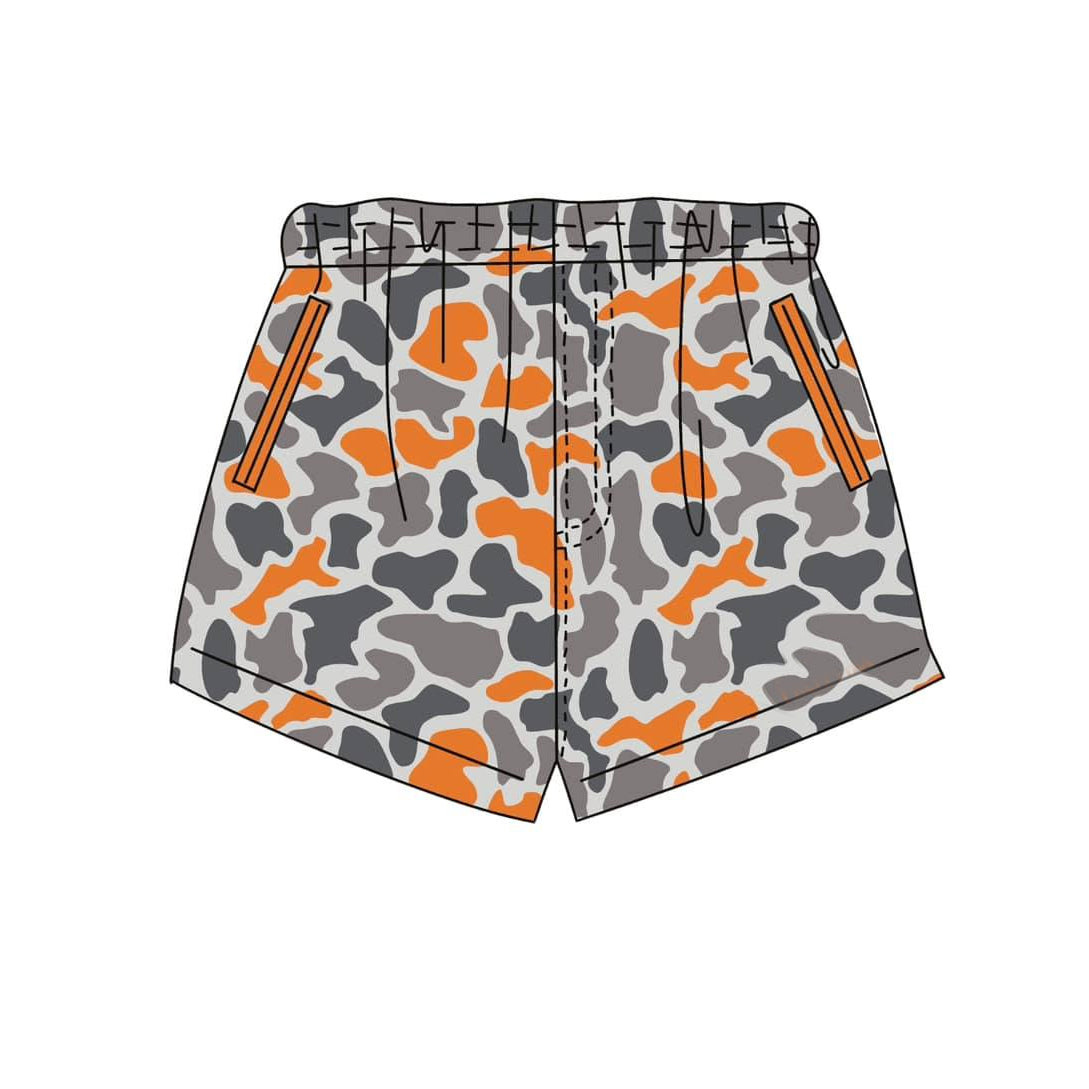MOQ 5 PCS Preorder SS0878 Gray Orange Camouflage Boys Shorts 202603