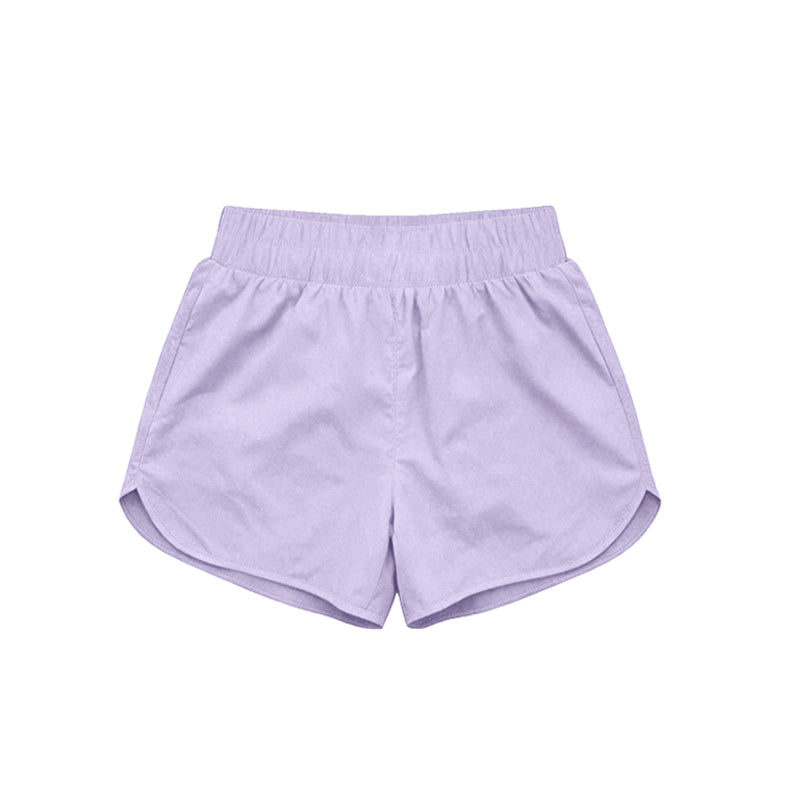 MOQ 5 PCS Preorder SS0895 Solid Light Purple Girls Yoga Shorts 202604