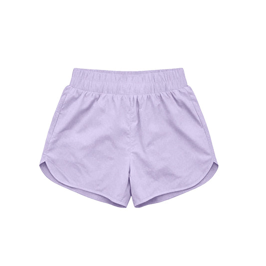 MOQ 5 PCS Preorder SS0895 Solid Light Purple Girls Yoga Shorts 202604