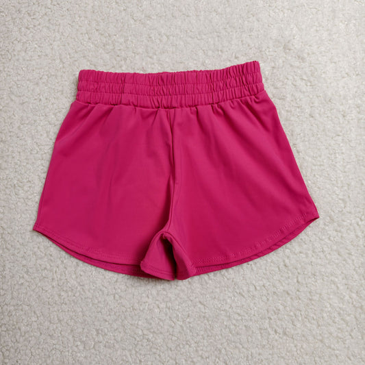 SS0900 Solid Rose Red Girls Yoga Shorts 202606 RTS