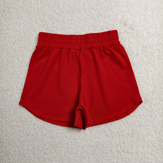 SS0901 Solid Red Girls Yoga Shorts 202606 RTS