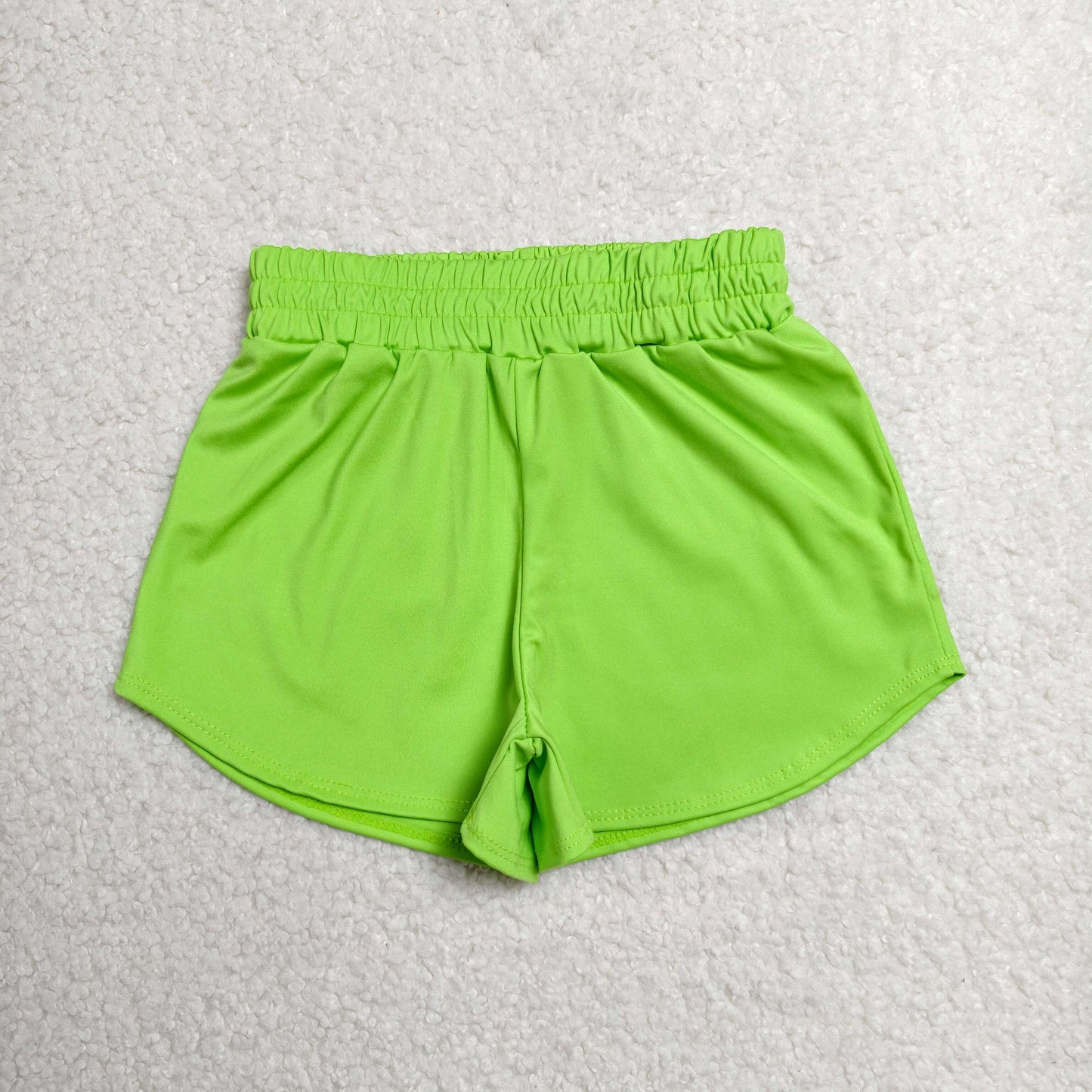 SS0903 Solid Green Girls Yoga Shorts 202606 RTS