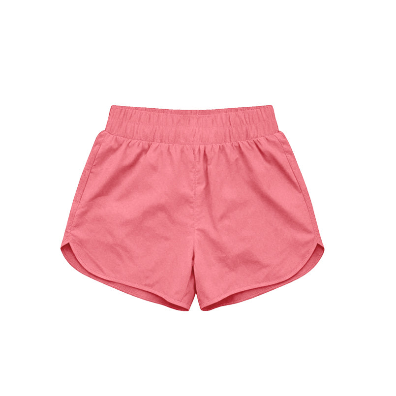 MOQ 5 PCS Preorder SS0908 Solid Coral Red Girls Yoga Shorts 202604