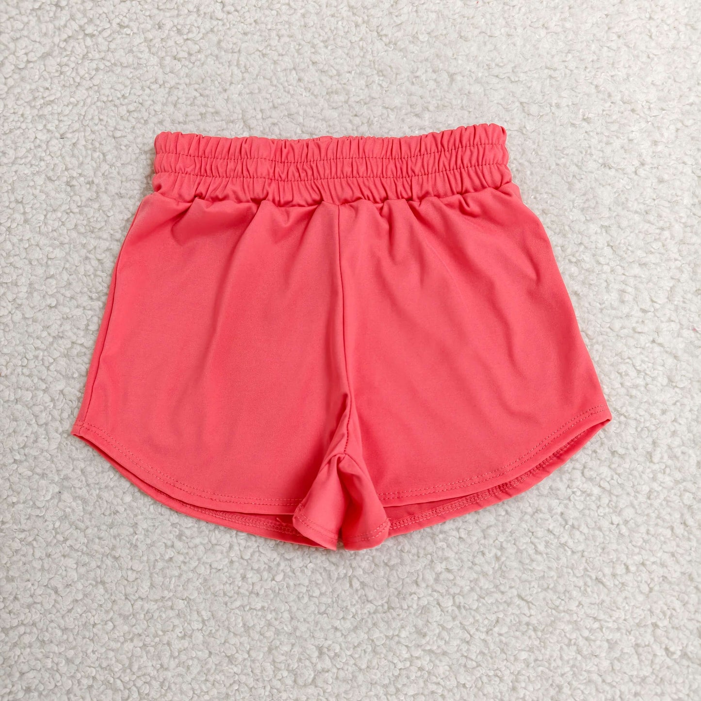 SS0908 Solid Coral Red Girls Yoga Shorts 202606 RTS