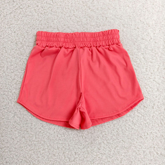 SS0908 Solid Coral Red Girls Yoga Shorts 202606 RTS