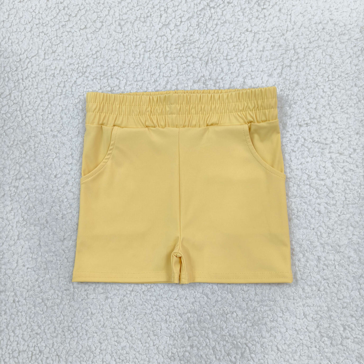 SS0959 Solid Color Yellow Yoga Girl's Shorts