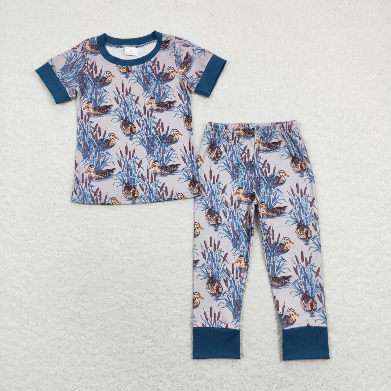 BSPO0280  Blue Duck  Boys Short Sleeve Bell Bottom Pants Outfits Pajamas