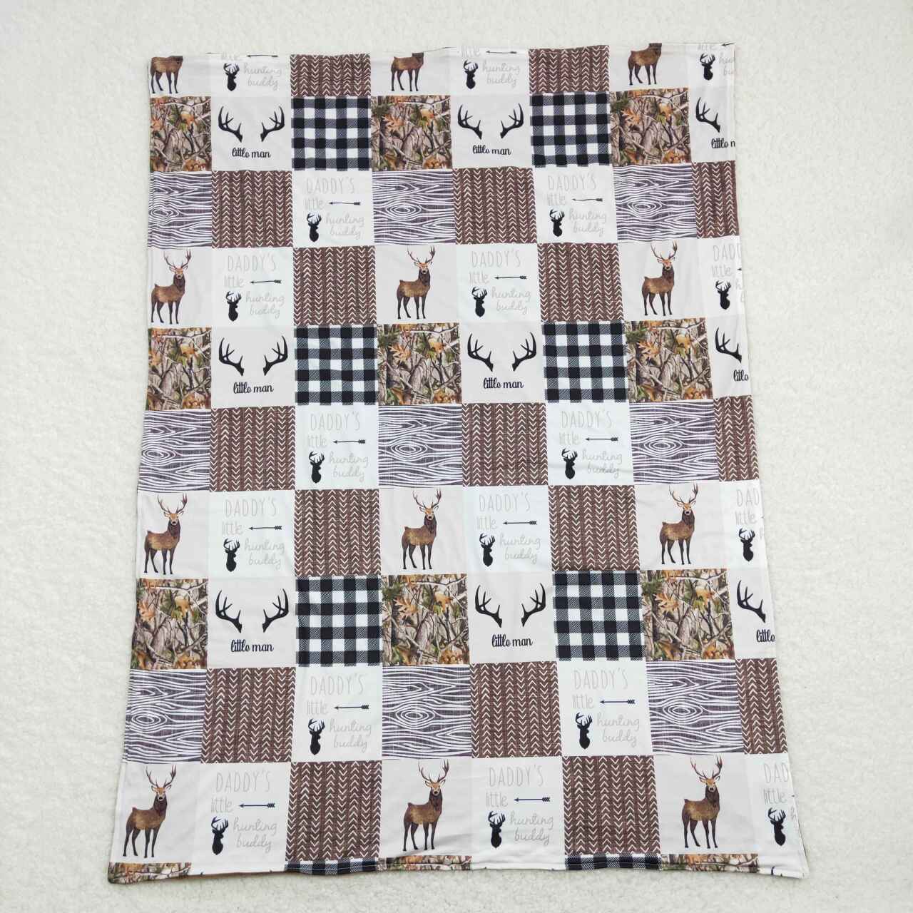 BL0104 Deer Green Camo Print Blanket RTS Free Shipping Over $100