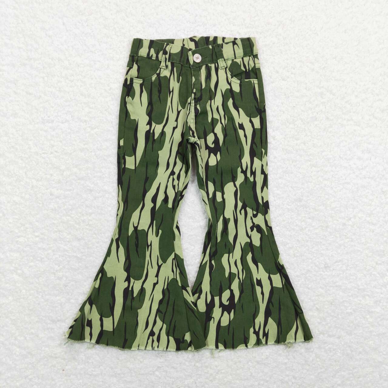 P0372 Green leopard Girls Denim Jeans