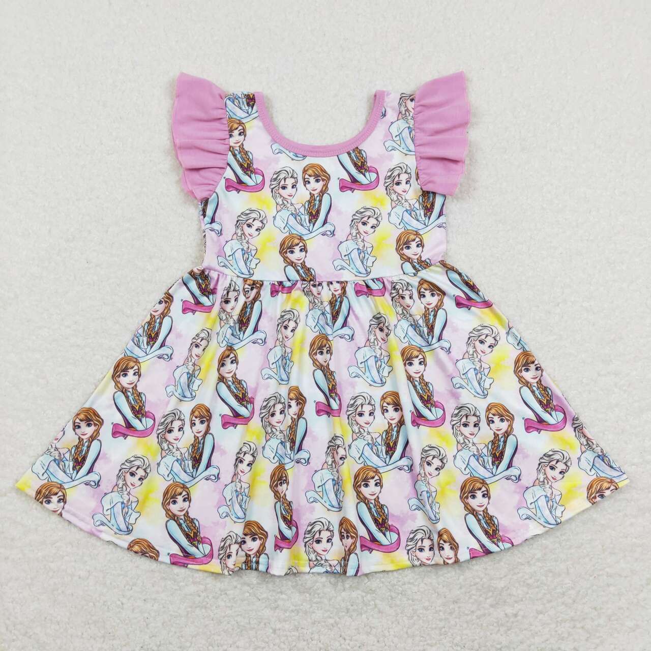 GSD0762 Pink princess Girls Short Sleeve Dresses