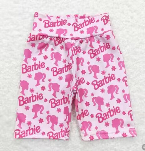 SS0143  Pink B Cartoon Boys Girls Biker Shorts