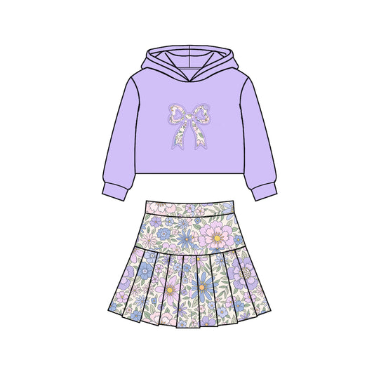 PROMOTION PRE-ORDER CUSTOM MOQ 5 PCS Sweet Girl Hooded Long Sleeve Top with Skirts Girls Sets 20251120