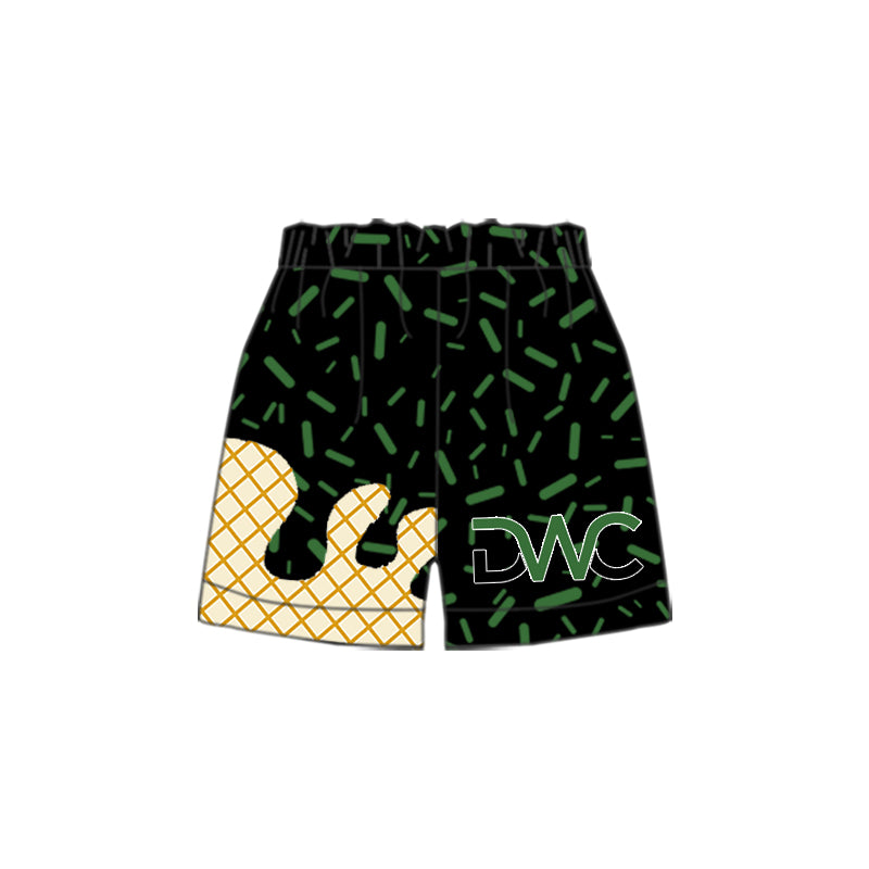 CUSTOM Pre-Order MOQ 5 PCS Boys DWC Waffle Black Green Drip Shorts 202602