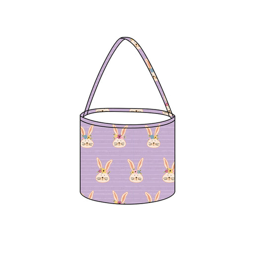 MOQ 100 CUSTOM Easter Bunny Purple Stripe Print Little Bag Basket