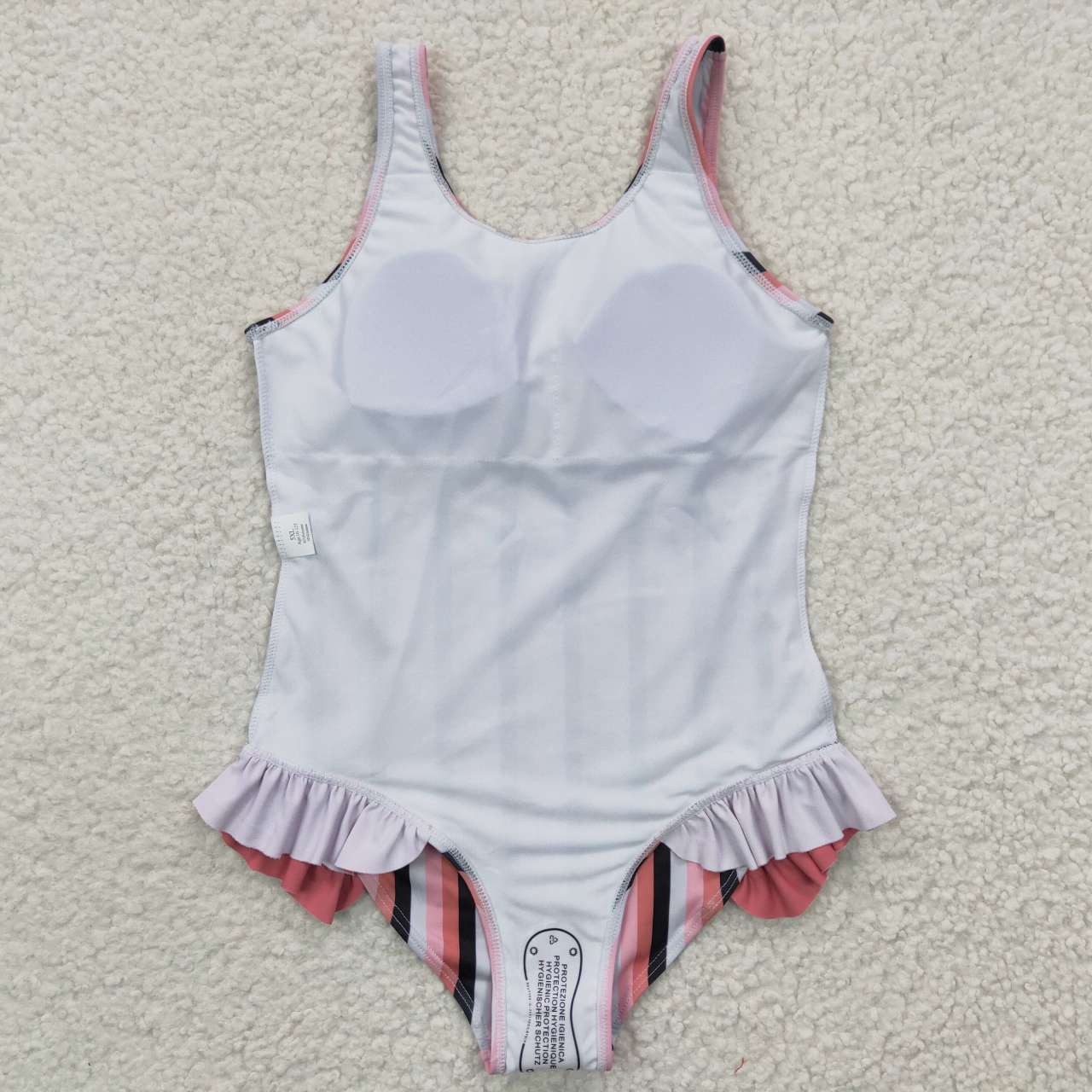 S0049 Pink Blue Stripes Girls Swimming Bathing Suits Swimsuits