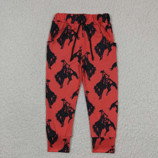 P0088 Red Rodeo Cowboy Baby Girls Legging Long Pants