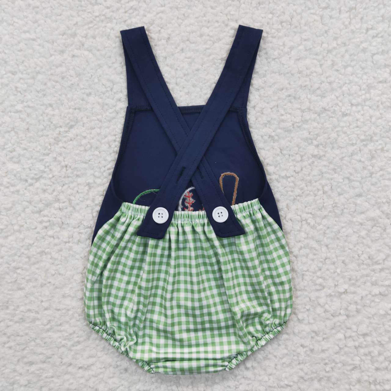 SR0272 Blue Softball Baseball Embroidery Boys Flutter Sleeve Romper