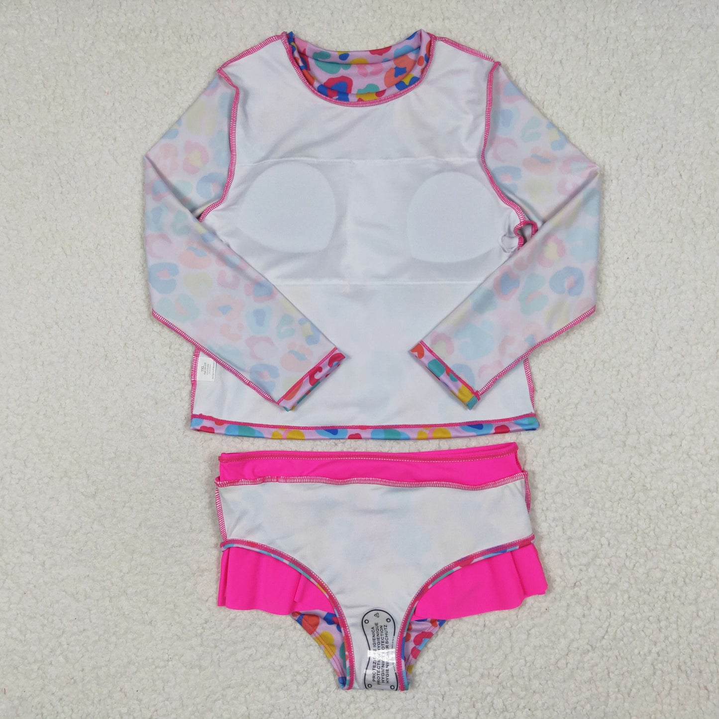 S0062 Pink Leopard Girls Swimming Bathing Suits Swimsuits