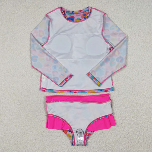 S0062  Pink Leopard  Girls Swimming Bathing Suits Swimsuits