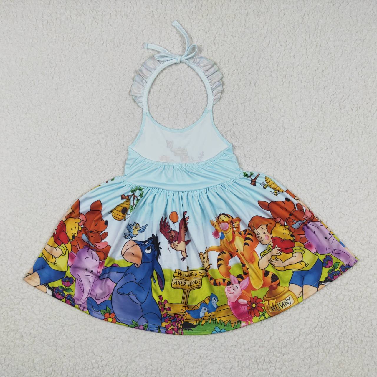 GSD0271 Blue Cartoon Lion Girls Short Sleeve Dresses