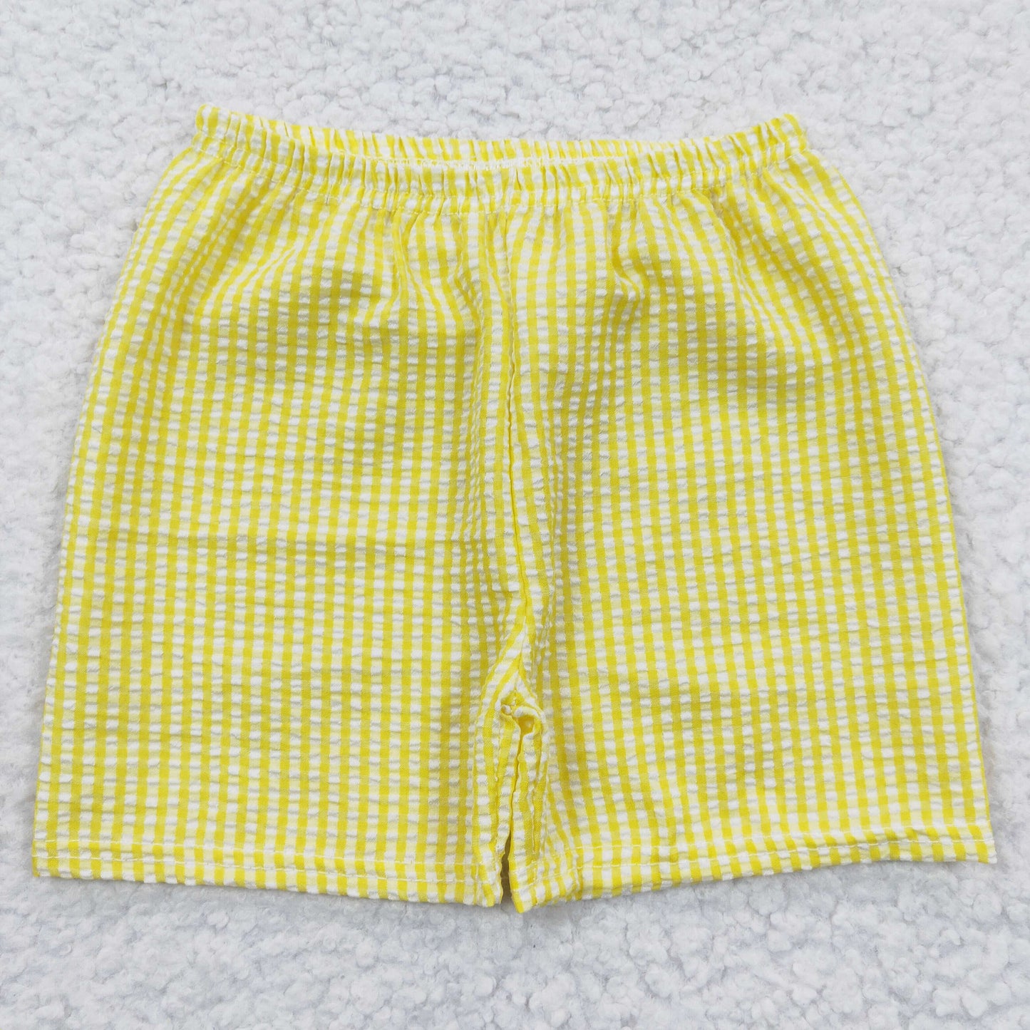 SS0077 Yellow Plaid Ruffles Boys Shorts Pants
